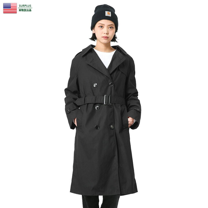 楽天市場 実物 新品 米軍 U S Navy レディース ブラックトレンチコート 6 10サイズ クーポン対象外 T Waiper楽天市場店