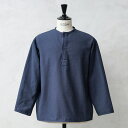 実物 新品 デッドストック ロシア軍 70s ヘンリーネック スリーピングシャツ NAVY染め【クーポン対象外】【I】｜メンズ トップス ミリタリー 大きいサイズ プルオーバー ノーカラーシャツ ボックスシルエット 古着 リメイク ファッション おしゃれ ワイパー 春