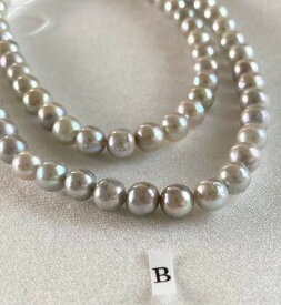 あこや真珠ベビーパールネックレス　5.5mm-6mm　セミラウンド　106 【ご希望の長さ約38センチ39センチ40センチ41センチ42センチ】チョーカーレディースおしゃれメンズ　子供　発表会　小粒　ロングネックレス【SVクラスプ花】　一連珠