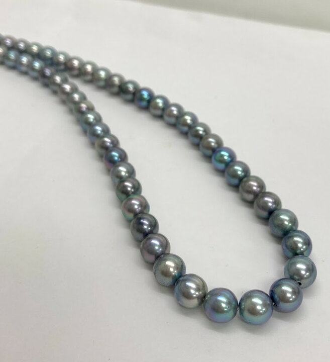 楽天市場】あこや真珠ネックレス7.5mm-8mm グレー系 ラウンド系 6月 