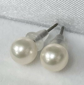 【巻き照り花珠級】あこや真珠ピアス6.5mm-7mm　直結純チタン　スタッド　ホワイトピンク　品質証明書付き金属アレルギー対応シリコンキャッチアコヤ真珠あこやパールラウンドアコヤパール本真珠6月誕生石220
