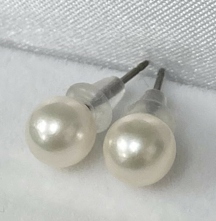 楽天市場】【巻き照り花珠級】あこや真珠ピアス6.5mm-7mm 直結純チタン 