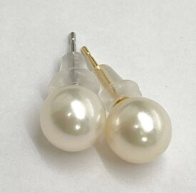 巻き照り花珠級　あこや真珠　6.5mm-7mm　ピアスかイヤリング　直結K14WGK18YG　スタッド　ホワイト 品質証明書付き　AABシリコンキャッチアコヤ真珠あこやパール　アコヤパール本真珠6月誕生石231a　SVネジバネ式　本真珠