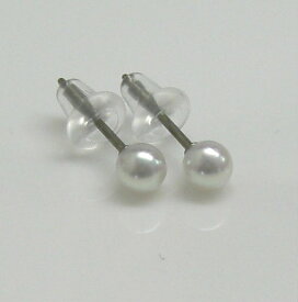 【照り巻き最高】純チタンあこや真珠ピアス3.5mm-4mm ベビーパール　直結　スタッド　ホワイトピンク　金属アレルギー対応　503小さい本真珠　シリコンキャッチ6月誕生石 仕事用　職場用