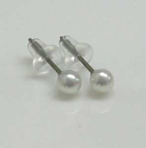 【照り巻き最高】純チタンあこや真珠ピアス3.5mm-4mm ベビーパール 直結 スタッド ホワイトピンク 金属アレルギー対応 503小さい本真珠 シリコンキャッチ6月誕生石 仕事用 職場用