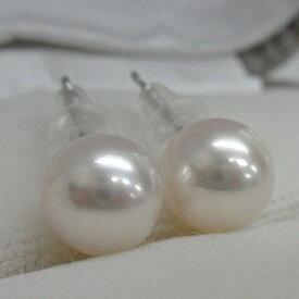 【照り巻き花珠級】あこや真珠8mm-8.5mm直結　K18K14ピアスかSVイヤリング品質証明書付き　スタッド　アコヤ真珠シルバーあこやパール　アコヤパールホワイトピンク本真珠シリコンキャッチ6月誕生石(210a)