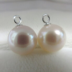 【照り巻き花珠級】あこや真珠SVチャーム(ピアス用/内径1.8mm-2.1mm)　8.5mm-9mm　ホワイトピンク品質証明書付きピアス　アコヤ真珠アコヤパールあこやパール本真珠6月誕生石(209d)