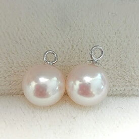 〈照り巻き花珠級〉あこや真珠SVチャーム(ピアス用/内径1.8mm-2.1mm)7.5mm-8mmホワイト品質証明書付き　【※チャームは返品不可】　アコヤ真珠あこやパール　アコヤパール本真珠シルバー6月誕生石シルバー通販10000004d　本真珠
