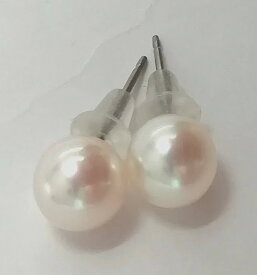 【花珠級】あこや真珠ピアス　7mm-7.5mm　直結純チタン　スタッド　ホワイトピンク　品質証明書付き　金属アレルギー対応　本真珠　シリコンキャッチ　211