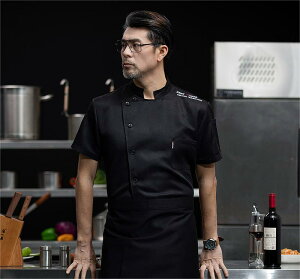 コックシャツ 半袖 通気性 夏 コック服 コックウェア コックコート トップス 調理用 ユニフォーム 男女兼用 白衣 制服 黒 飲食店 薄手 厨房服 調理白衣 メンズ レディース 居酒屋 飲食店制服