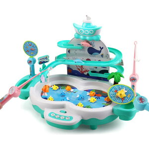 2in1魚釣りゲーム 磁気釣り 釣りおもちゃ 電動回転 フィッシング 水遊び 競争ゲーム 音楽 お風呂 流れる水 室内遊び 卓上ゲーム 子供用 知育おもちゃ 男の子 女の子 誕生日 クリスマス プレゼ