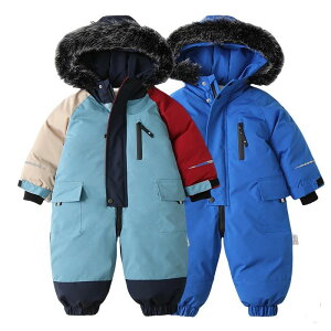 ベビーロンパース スノーウェア スキー お出かけ 冬服 スノーボードウェア カバーオール プラスベルベット ジャンプスーツ 雪遊び ジャケット アウター 女児 男児 厚手 長袖 フード付 防寒