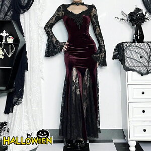 ハロウィン 仮装 大人 女性 魔女 仮装 悪魔 ワンピース レディース 幽霊 女王様 女王 演出服 コスチューム ダーク 舞台 ステージ衣装 イベント 大人 ハロウィン衣装 ウィッチ風 レース ビジュ