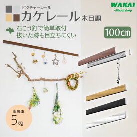 若井産業 カケレール木目調 クリアラインセット　100cm ／ ウォールシェルフ ピクチャーレール フック ワイヤー 透明 石膏ボード 壁面