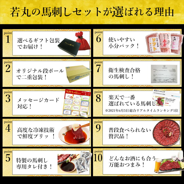 楽天市場】馬刺し 【3種の赤身 食べ比べ セット ヘルシー赤身＆ロース 