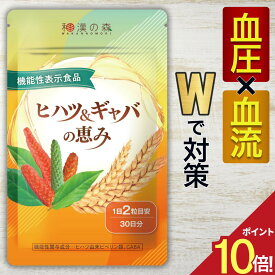 P10倍 血圧 サプリ サプリメント ヒハツ ギャバ 下げる 血流 冷え むくみ 血圧サプリ gaba 睡眠 ストレス 目覚め 100mg 健康維持 高めの血圧 食べ物 高い 良くする 改善 効果 粒 機能性表示食品 ヒハツ＆ギャバの恵み 和漢の森 送料無料