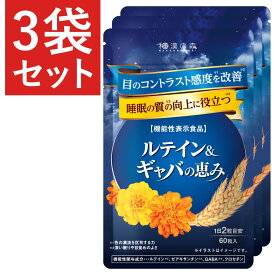 【3袋セット】睡眠 サプリ GABA ギャバ 睡眠の質 目覚め ルテイン クロセチン ゼアキサンチン 疲労感 疲労緩和 目のぼやけ かすみ ピント調整 目のピント 田七人参 アイケア サプリメント 和漢の森 ルテイン＆ギャバの恵み
