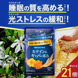 【神トク★エントリーでポイント21倍】睡眠 サプリ GABA ギャバ 睡眠の質 目覚め ルテイン クロセチン ゼアキサンチン 疲労感 疲労緩和 目のぼやけ かすみ ピント調整 目のピント 田七人参 アイケア サプリメント 和漢の森 ルテイン＆ギャバの恵み