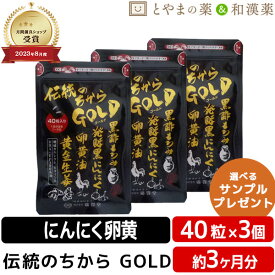 広貫堂 伝統のちから GOLD 40粒入 3袋セット | 黒にんにく 黒にんにく卵黄 卵黄油 健康 epa dha カルシウム 黒酢 しょうが 黄金 カプセル 黒酢 日本製 ビタミン ビタミンb1 敬老 健康食品 敬老の日 ギフト サプリ サプリメント 食事で不足 健康