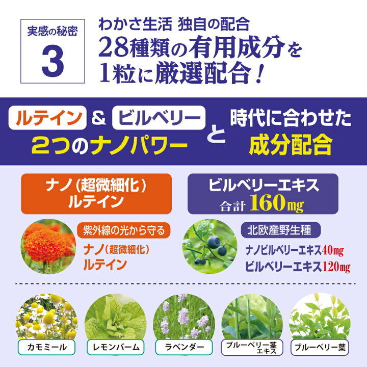 楽天市場】ブルーベリーアイ 小粒 1袋62粒入り 1か月分【わかさ生活 