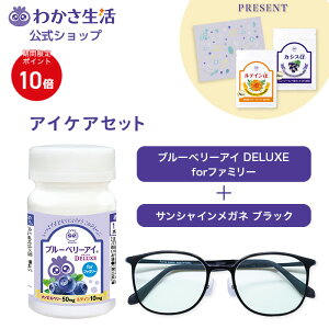 【ポイント10倍】 【楽天市場限定】アイケアセット 【 わかさ生活 公式 】サンシャインメガネ ブルーベリーアイ サングラス 紫外線 ブルーライト 近赤外線 UV 花粉 カット メガネ 薄色 レン
