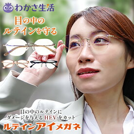 ルテインアイメガネ 【 わかさ生活公式 】 メガネ サングラス 透明 クリア 紫外線 ブルーライト 近赤外線 HEV UV 花粉 カット UVカット 紫外線カット ルテイン ルテインを守る 目に優しい 軽い 軽量 疲れない 日本製 プレゼント