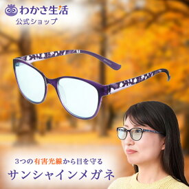 サンシャインメガネ 【 わかさ生活公式 】 サングラス 紫外線 ブルーライト 近赤外線 UV 花粉 カット UVカット 紫外線カット ブルーライトカット 目に優しい 薄色レンズ 薄色 レンズ 軽い 軽量 疲れない 疲れにくい 壊れにくい 日本製 プレゼント