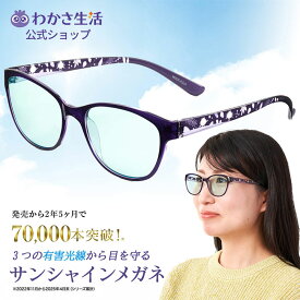 サンシャインメガネ 【 わかさ生活公式 】 サングラス 紫外線 ブルーライト 近赤外線 UV 花粉 カット UVカット 紫外線カット ブルーライトカット 目に優しい 薄色レンズ 薄色 レンズ 軽い 軽量 疲れない 疲れにくい 壊れにくい 日本製 プレゼント