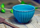益子焼 シャビーターコイズ カップ（小) 湯のみ おしゃれ しのぎ 北欧風 ターコイズブルー 青緑 トルコブルー ブルー(食線機対応 電子レンジ使用可）名入れ ギフト (別料金)