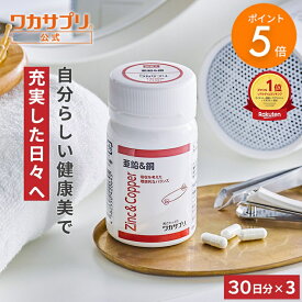 【マラソン限定/P5倍】【公式】ワカサプリ 亜鉛＆銅 3個セット サプリ サプリメント 亜鉛 銅 ミネラル 健康 女性 男性 エイジングケア ヘルスケア 亜鉛不足 栄養補給 栄養補助 亜鉛サプリ
