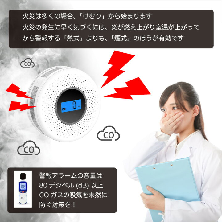 楽天市場】一酸化炭素 警報器 煙式 火災報知器 けむり式 住宅用 火災 燃焼 感知器 COアラーム 一酸化炭素 チェッカー アラーム センサー 警報 検知器 商品 通販 キャンプ テント 石油ストーブ ファンヒーター 酸欠 CO中毒 CO濃度 車中泊 家庭用 ラッピング対応 : ウエイク ... 楽天市場】一酸化炭素 警報器 煙式 火災報知器 けむり式 住宅用 火災 燃焼 感知器 COアラーム 一酸化炭素 チェッカー アラーム センサー 警報 検知器 商品 通販 キャンプ テント 石油ストーブ ファンヒーター 酸欠 CO中毒 CO濃度 車中泊 家庭用 ラッピング対応 : ウエイク ...