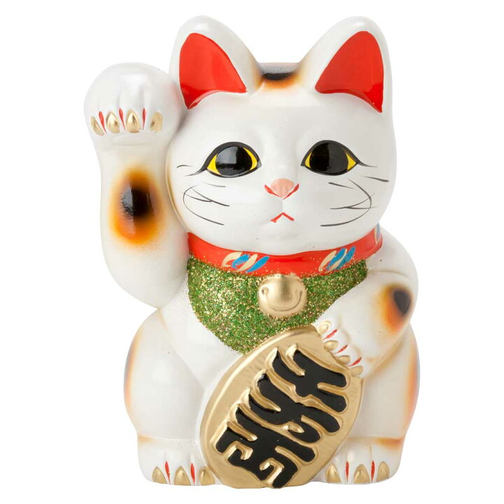 楽天市場】常滑焼 招き猫 6号小判白猫貯金箱 右手上げ (143-58-86 