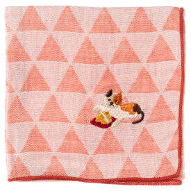 ことわざハンカチ　猫に小判　刺繍入りガーゼハンカチ　スーベニール　Japanese pattern embroidered gauze handkerchief