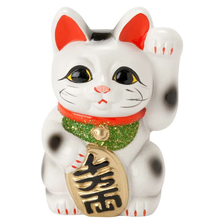 楽天市場】常滑焼 招き猫 4号小判白猫貯金箱 左手上げ (143-62-86 