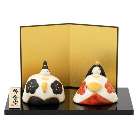 赤絵錦座雛 (HK863)　スタジオRR　瀬戸焼　手軽に飾れるコンパクトなお雛さま　桃の節句　Setoyaki Hina dolls