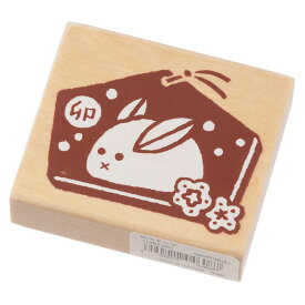 絵馬雪うさぎ (11263-001)　年賀状イラストスタンプ・中　こどものかお　Stamp for New Years greeting card