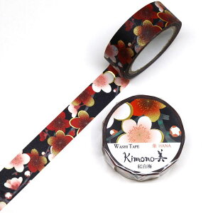 SAIEN Kimono美 華HANA マスキングテープ 紅白梅 15mm (GR-1043) 7m巻 友禅柄 金箔グラデーション 和紙ステーショナリー