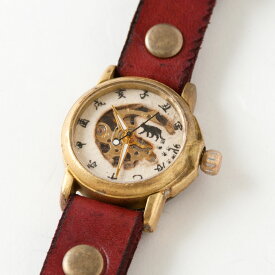 手作り和時計　機械式腕時計（手巻き）　猫 (W-001)　Handmade Japanese watch, Mechanical watch