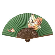 和詩倶楽部 女房扇 信楽狸 和紙の扇子 六寸五分 約20cm レディース 和柄 手張り製 国産扇骨35本 日本製