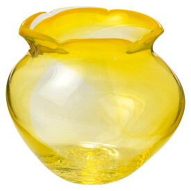 吹きガラスの金魚鉢　小005・黄　滋賀県の吹きガラス工房より　Glass goldfish bowl, Shiga craft