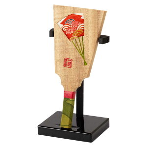 ミニ羽子板飾り 扇01 木目込み細工 スタンド付き 桐製 箱長の桐工芸品 正月飾り Hagoita decoration of Paulownia Hakocho