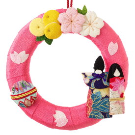 京都夢み屋　季節のリース　3月　雛祭り (IR-3)　季節のちりめん掛け飾り　Seasonal decoration of crepe fabric