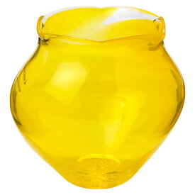 吹きガラスの金魚鉢　小008・黄　滋賀県の吹きガラス工房より　Glass goldfish bowl, Shiga craft