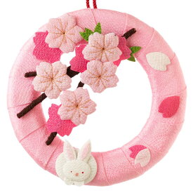 京都夢み屋　季節のリース　4月　桜 (IR-4)　季節のちりめん掛け飾り　Seasonal decoration of crepe fabric