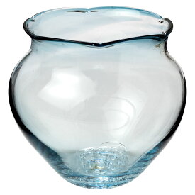 吹きガラスの金魚鉢　小010・淡青　滋賀県の吹きガラス工房より　Glass goldfish bowl, Shiga craft