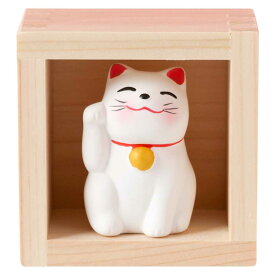 ますや 枡招き猫 白 五勺枡セット 桧 ひのき 枡 ます 招き猫 まねきねこ おみくじ 縁起物 置物 招福 木製 大垣 岐阜 日本製 ギフト