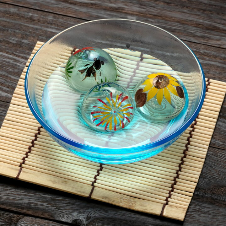 楽天市場】ビードロ浮き玉・小 花火 黄青（クリア）(T-017) 水に浮かべ 