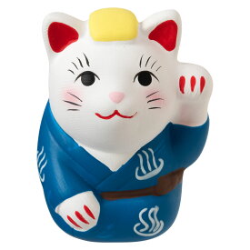 温泉招き猫おみくじ「温泉マーク」　ちょっとしたスペースに飾れる縁起物　Ceramic fortune, Lucky cat