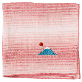 富士山ハンカチ　富士山（グラデーション）　刺繍入りガーゼハンカチ　スーベニール　Japanese pattern embroidered gauze handkerchief