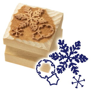 版木スタンプ 雪花 京からかみ 木版ミニスタンプ 木製・朴 季節のお便り 年賀状 便箋 手紙 京都府の工芸品